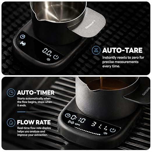 LAYBIRD MagAttach 3-in-1 Coffee Scale with Timer – Precision Espresso & Pour Over Scale with Flow Rate and Brew Ratio Display, Includes Magnetic Dosing Cup and Extension Platform Brewing Accessories