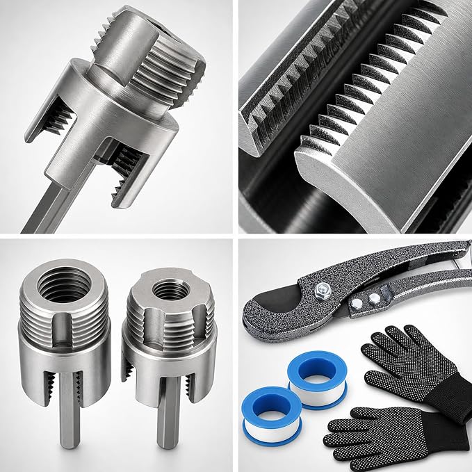 Pipe Tapping and Threading Tool Set,2026 New Premium Carbon Steel Dual-Function Internal & External Pipe Threader Tool 1",3/4", 1/2" Sizes Suitable for All Electric Drills,Plumbing Installation