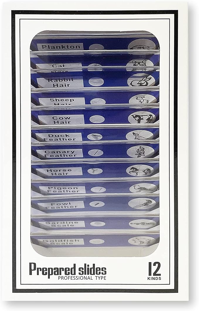 Carson MicroFlip 100x-250x LED and UV Lighted Pocket Microscope with Flip Down Slide Base and Adapter with CarsonCam Phone App - Bundle Included with 24 Prepared Insect and Animal Slides (MP-250BUN)