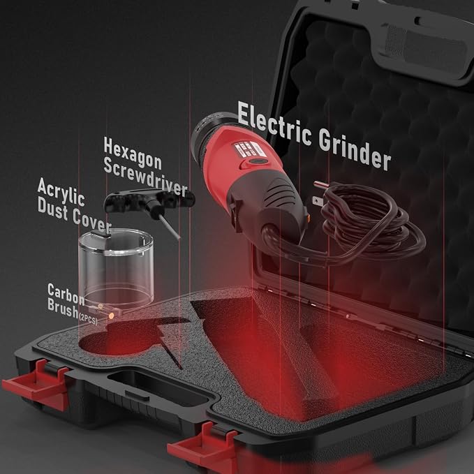 YESWELDER Tungsten Electrode Sharpener Grinder with Acrylic Dust Cover For TIG welding, Handheld Electric, 110V TIG Welding Rotary Tool With Flat Grinding Block & Cut-Off Slot, 4 Sizes 3 Angles