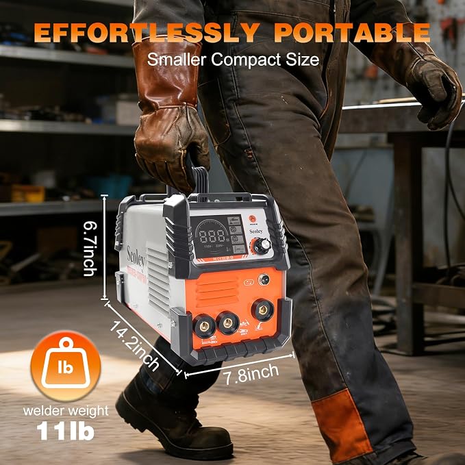 130A MIG Welder 110V, Flux Core Welder with Digital Display, 3-in-1 Gasless MIG/Lift TIG/Stick Welding Machine, IGBT Inverter Portable Mini Welder for Home DIY, with Gloves & Mask