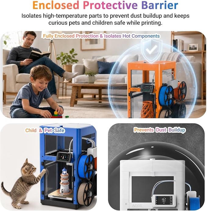 AD5X Enclosure Kit for Flashforge | Reduces Noise, Odor and Dust, Stable Temp to Prevent Warping, Precise Alignment, DIY Custom Colors, High-Temp Printing