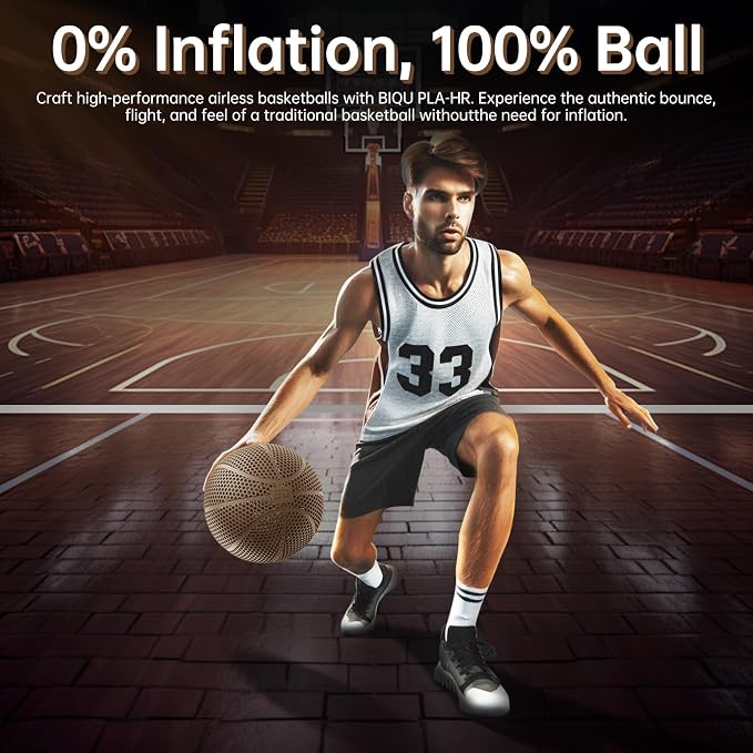 BIQU PLA-HR Flexible 3D Printer Filament Specifically for Printing Airless Basketballs, 1.75mm 1KG Spool (2.2lbs), Flexi Tough Filament Compatible with Most FDM 3D Printer (Brown)