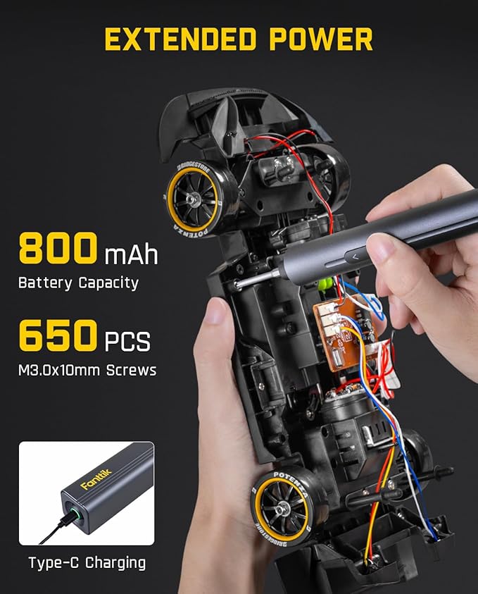 Fanttik E2 Max Mini Electric Screwdriver, Electric Screwdriver Cordless, Max 0.4N.m, 50 Magnetic Bits, 5/32'' Hex, Magnetic Storage, Repair Tool for Electronics Phone Camera Laptop Watch