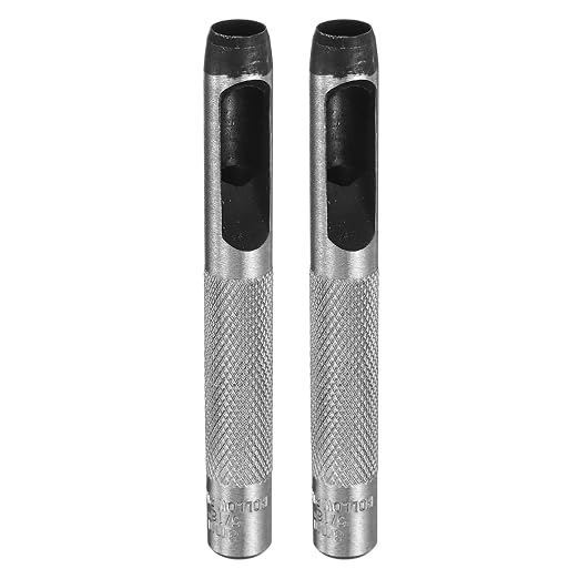 HARFINGTON 2pcs Leather Round Hole Punch, 8mm Hollow Hole Puncher Cutter Carbon Steel Circle Hole Punching Cutting Tool for Belt/DIY Leather Craft