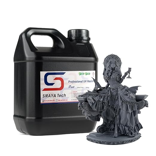 Siraya Tech Fast ABS-Like 3D Printer Resin 405nm UV-Curing 8K Resin Easy to Print Non-Brittle High Precision Standard Photopolymer Resin 3D Print Liquid for LCD DLP 3D Printing(Metal Grey, 2kg)