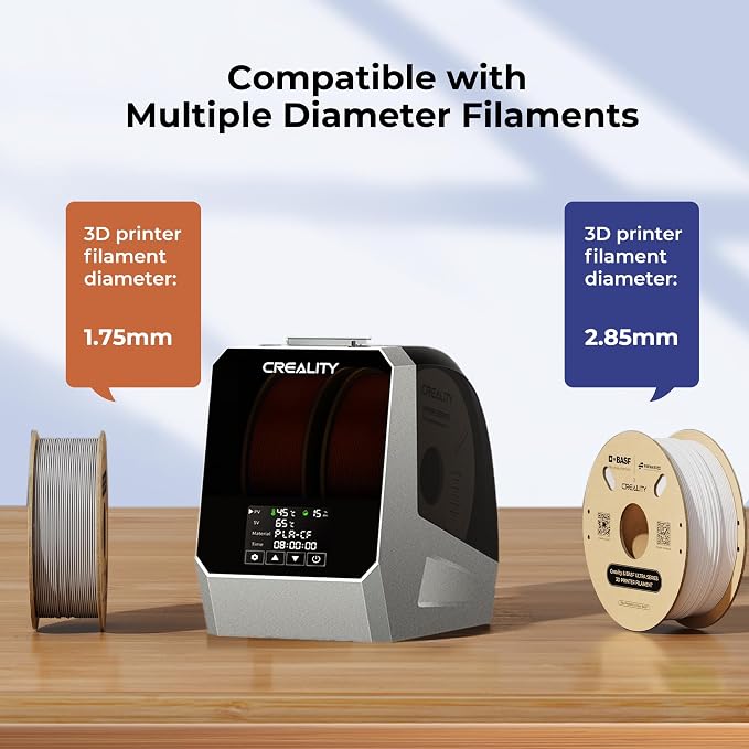 2025 Official Space Pi Filament Dryer Plus, 2 Rolls 3D Printer Filament Dry Box with 360° PTC Fast Heating, 4'' LCD Touch Screen, Filament dehydrator Fits 1.75/2.85mm PLA PETG ABS Filament