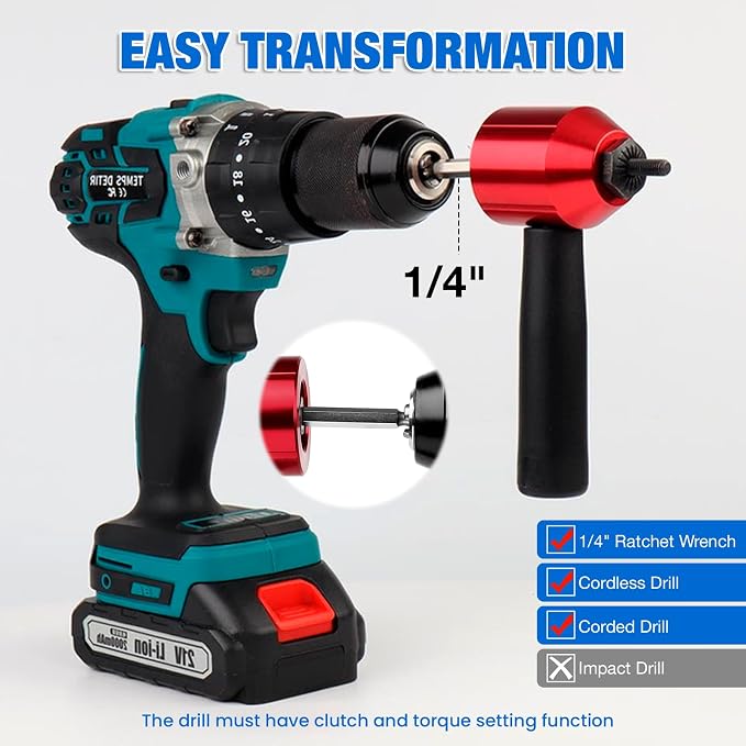YUZES Rivnut Tool Adapter for Cordless Drill Electric- Newly Labor Saving Rivet Nut Gun Kit with 13 Mandrels & 260 Rivet Nuts, Professional Rivnut Gun Kit with Carrying Case (Rivet Nut Tool-30-R1)