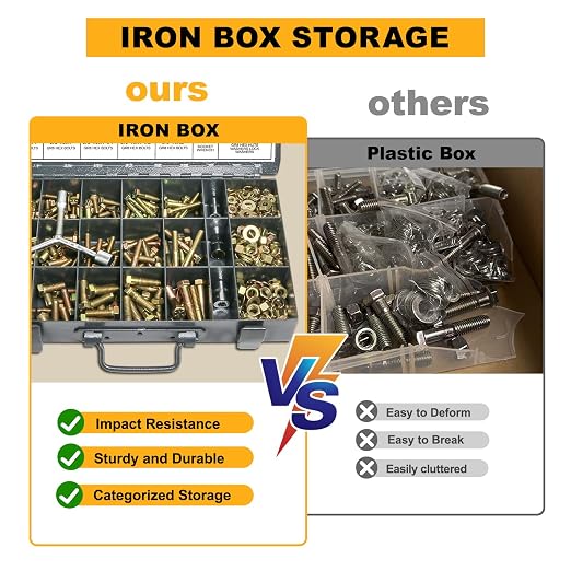 FMhotu 621Pcs Nuts and Bolts Assortment Kit, 15 Sizes Includes 1/4-20 5/16-18 3/8-16, SAE Grade 8 Alloy Steel Hex Cap Screws Nuts Washers with Wrenches Assortment Kit