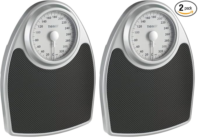Thinner by Conair Scale for Body Weight, Analog Bathroom Scale in Black (Pack of 2)