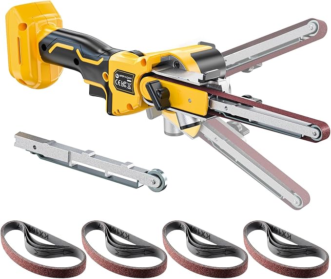 Ecarke Cordless Belt Sander Compatible with Dewalt Battery (Tool Only) 100° adjustable 16 PCS Belts 40-120 Grit 1/2"×18" 2100 FPM Brushless Detail Belt Sander for Metal Working, Wood, Plastic