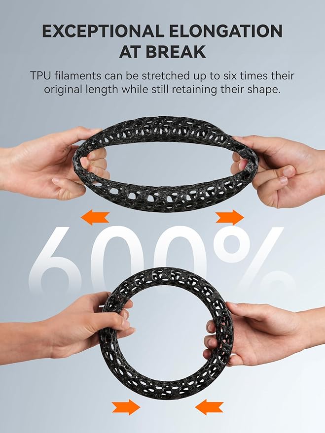 TECBEARS TPU Filament 1.75mm, 95A 3D Printer Filament, Flexible TPU Filament for Fast Printing, Dimensional Accuracy +/- 0.03mm, Fit Most FDM 3D Printers, Black 1KG