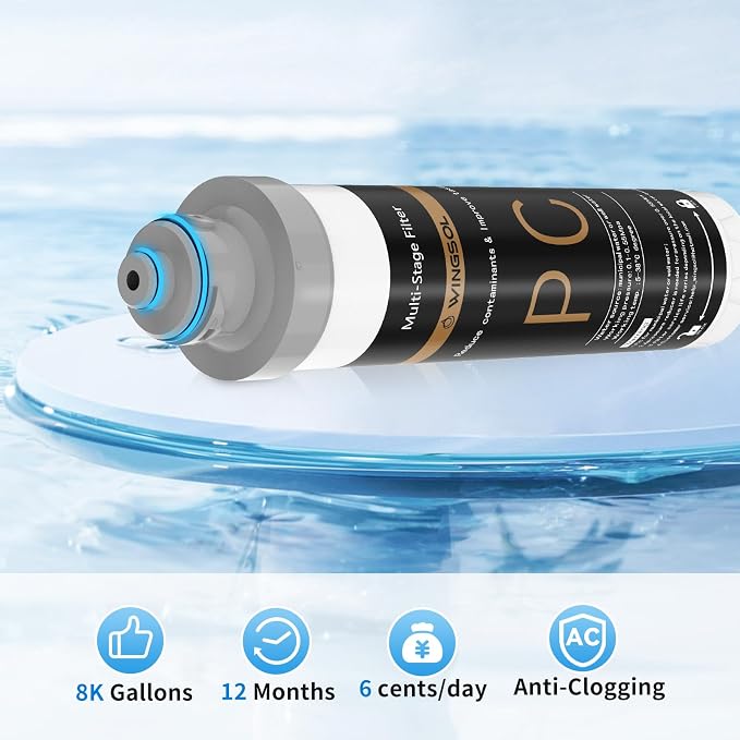 WINGSOL Replacement Filter Cartridge for Under Sink Water Filter Compatibel with: WS-QC-001, WS-QC-001 (F), WS-QC-001 (FY), WS-QC-001 (FB), 2 Pack