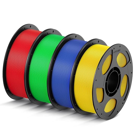 ANYCUBIC High Speed 3D Printer Filament 1.75mm Bundle, Rapid PLA Filament with High Prints Quality, Dimensional Accuracy +/- 0.02mm, 1KG Reusable Spool, 4KG Red + Green + Blue + Yellow