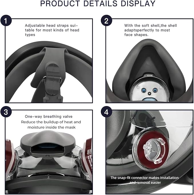 Full Face Respirator Mask With Filters,Gas Mask & Reusable Paint Mask For Spraying,Painting,Welding, Sanding, Woodworking,Construction,Polishing,DIY and Other Work