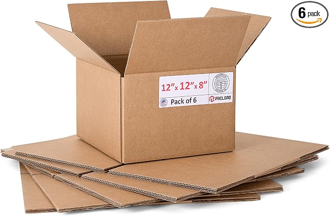 Medium Cardboard Boxes 12"L x 12"W x 8"H (Pack of 6) - USA-Made Packing Boxes for Moving, Shipping, or Storage - USPS, UPS, FedEx Approved - Professional Packing Supplies for Moving | USA-Made Packing Boxes for Moving, Shipping, or Storage - USPS, UPS,...