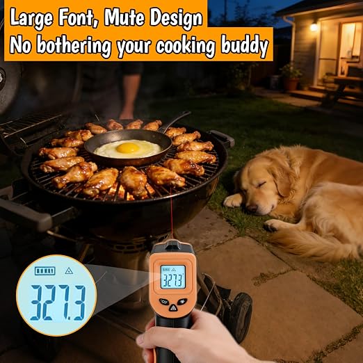 Pizza Oven Thermometer -58℉-1022℉, Digital Heat Gun Thermometer for KettlePizza/Gozney/Bertello/Artisan, Non-Contact Thermal Temperature Gun for Pizza Dough Bread, Large Font, Backlit Screen, BBQ Gift