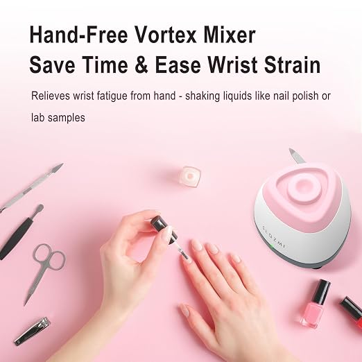 Mini Vortex Mixer, Nail Polish Shaker, Paint Shaker & Paint Mixer for Gel Polish, Acrylic Paints, Eyelash Adhesives, Tattoo Ink, Lab Vortex Mixer for Centrifuge Tubes and Test Tubes (Pink)