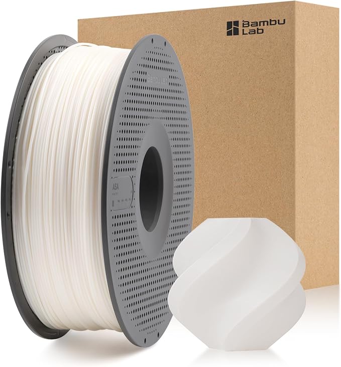 Bamboo Original 1.75MM ASA Filament UV Resistance and Highly Durable with Spool with RFID for Bambu Lab X1,P1 P2S,H2D AMS 1KG +/- 0.03mm (White 45100)