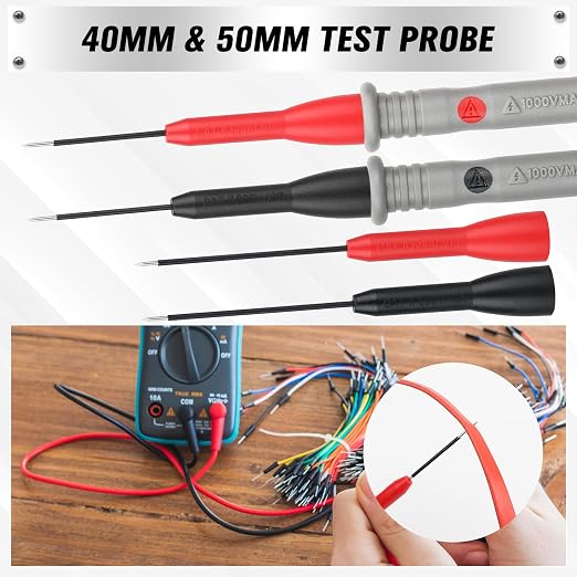SWANLAKE 11-Piece Multimeter Test Leads Set, CAT III 1000V 20A Multimeter Probes with Alligator Clips, Needle Probe, Banana Plug to Hook Clip, Soft PVC Volt Meter Lead