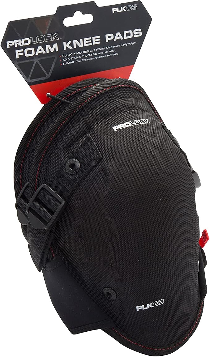 Prolock Weight-Dispersing Foam Knee Pads, Ideal for Flooring/Roofing, Easy to Adjust With Glove-Friendly Pull Tabs (1 pair)