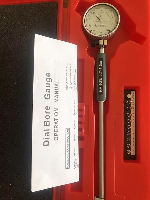 LLDSIMEX Dial Bore Gage Set, 0.7-1.5" Measuring Range, 0.0005" Graduation
