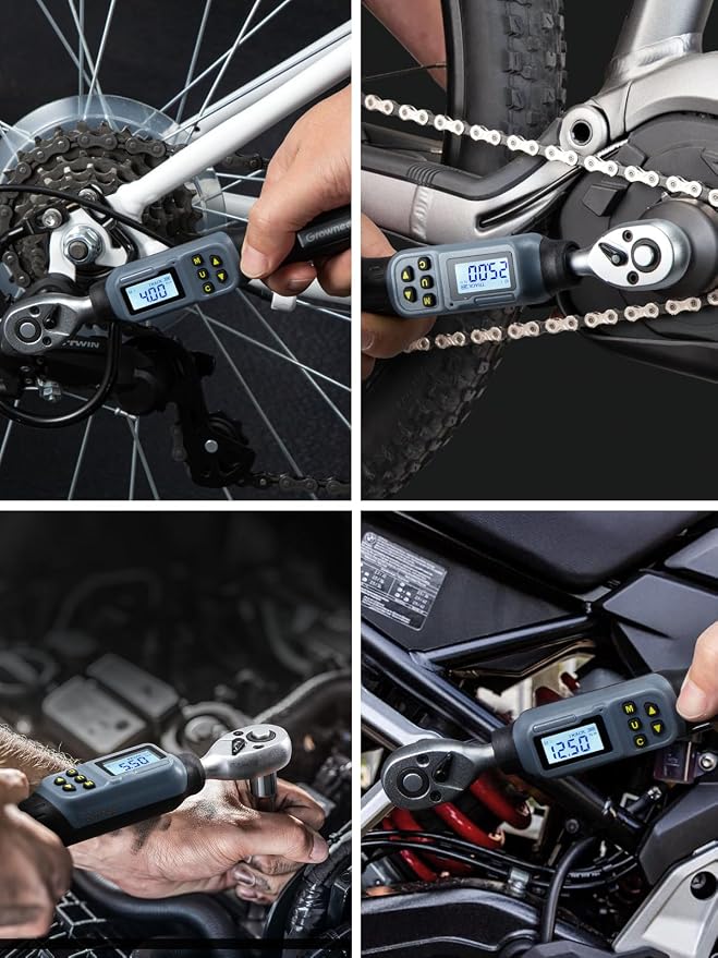 GROWNEER Digital Torque Wrench, 1.1-22.1 Ft-lbs/1.5-30 Nm, Motorcycles Bicycles,1/4" Drive Electronic Inch Pound Torque Wrench with Buzzer & LED Indicator,for Gunsmithing Bike Motorcycle