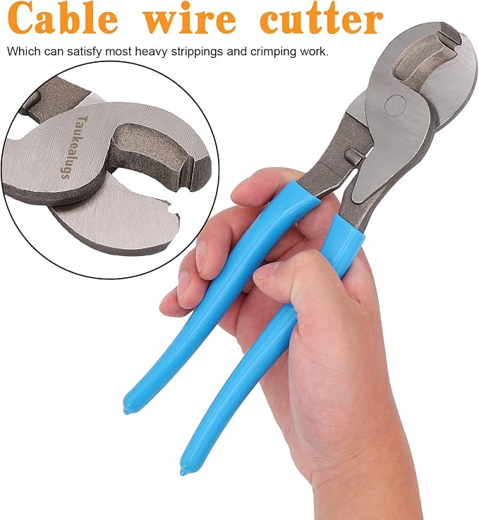 Battery Cable Crimper Wire Lug Crimping Tool for AWG 8,6,4,2,1,1/0 Battery Terminals Crimper with Wire Shear Cutter