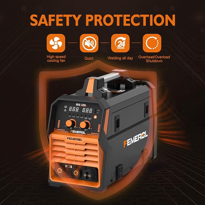 FEMEROL MIG Welder 110V 4 in 1 Multiprocess Welding Machine 135A Gas/Gasless Flux Core MIG Welder/Lift TIG/Stick With Synergy IGBT Inverter