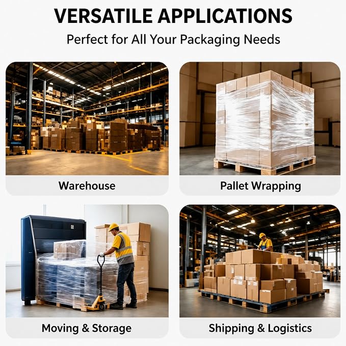 Stretch Film Dispenser Heavy Duty Industrial Stretch Wrap Handle Adjustable 14-20 Inch Pallet Wrap Dispenser Compatible with 2" & 3" Core Rolls Warehouse Packaging Tool for Shipping Moving(3 Pack)
