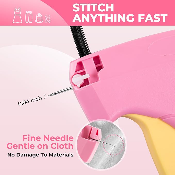 Stitch Gun for Clothes - Handheld Stitch Gun Quick Clothing Fixer - Tagging Gun - Includes 6 Needle, 1000 Black Fasteners & 1003 White Fasteners