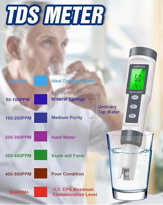 pH Meter, Digital 3-in-1 TDS, pH & Temperature Water Tester pH Pen, 0.01 High Accuracy Reader TDS Meter & PH Tester, pH Meter for Drinking Water, Aquarium,Pool, Hydroponics, Hot Tub, Garden, Wine, Lab