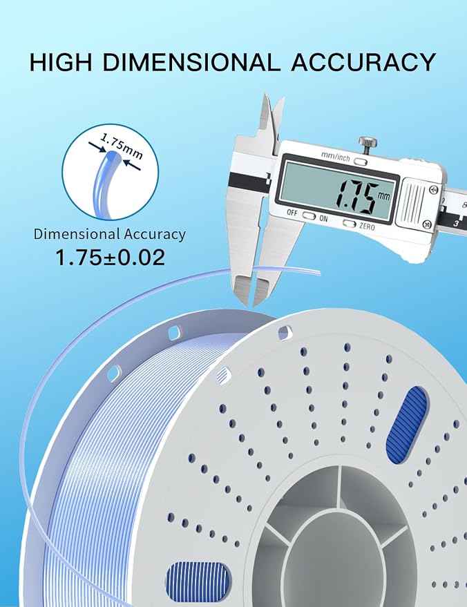 PINBALL Silk PLA 3D Printer Filament 1.75mm Shiny Silk Dual Color Filament 3D Printing PLA Filament Dimensional Accuracy +/- 0.02mm 1 KG Silk Dual Color Blue-Silver