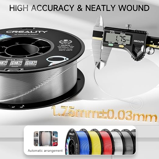Official Creality PETG 3D Printer Filament 1.75mm 4KG (8.8lbs), High Precision, Strong Toughness, Odorless, Better Flow, Moistureproof 3D Printing CR PETG Filament, Black+White+Grey+Clear