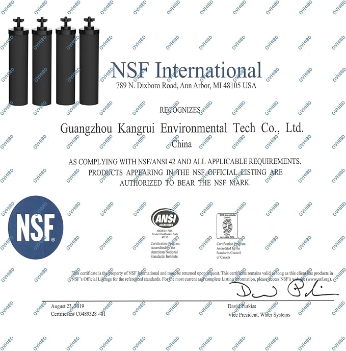 Gravity Water Filters for Berkey Replacement,NSF 42 Certified,Compatible with Berkey Gravity Filtration System,Combo Pack of 4 (4 Black Purification)