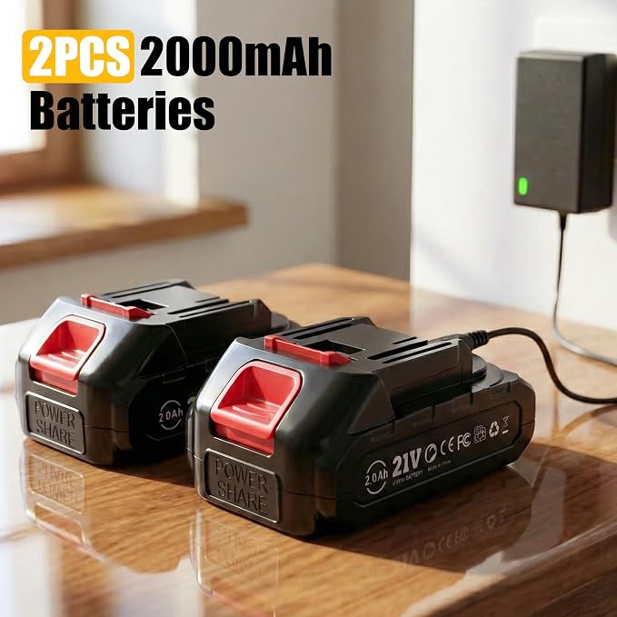Electric Caulking Gun, Battery Powered Caulk Gun with 2 x 2000mAh Batteries, 9pcs Caulk Remover Tool, 6 Adjustable Speeds, Dripless Auto Retract, LED Light Silicone Gun for Filling, Sealing