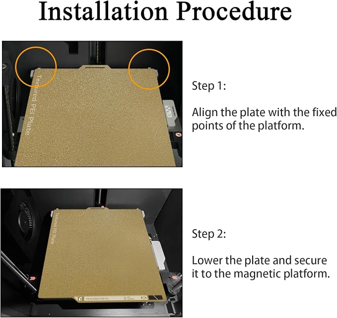 P2S Textured Build Plate with QR Code for P2S/X2D/P1S/P1P/A1/X1C (Gold) | 257x257mm Dual-Sided PEI Sheet, Spring Steel Flexible Magnetic Platform, Glue-Free Heated Bed, Strong Adhesion, Easy Removal