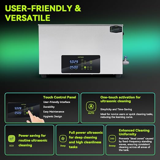 Ultrasonic Cleaner, One-Touch Cleaning,Heating, Deep Mode, ECO Energy-Saving Ultrasonic Cleaning Machine Excellent for Labs,Carburetor,Jewelry,Dentures,Automotive & Industrial Parts. (30L)