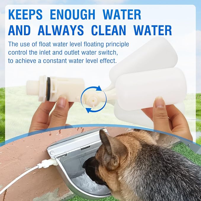 2 Pack 304 Stainless Steel Automatic Livestock Waterer with Float Valve & Drainage Hole– Animal Watering Bowl for Dog, Horse, Goat, Pig, Chicken, Easy-Clean Water Bowl for Outdoor Farm Use