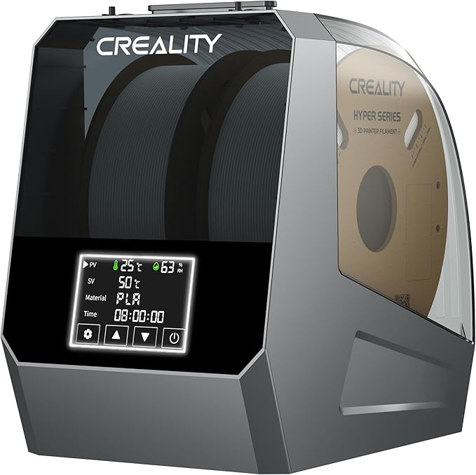 2026 New Creality Space PI Filament Dryer Plus, Dual-Spool 3D Printing Filament Dryer Box, Adjustable Temp 45℃-70℃, 360° Hot-Air & Real-Time Humidity Monitor, 12 Filament Presets