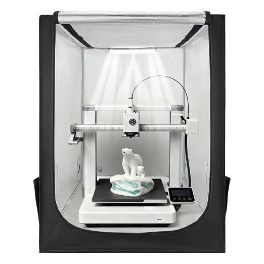 VEVOR 3D Printer Enclosure, Dustproof Waterproof Large Oxford Cloth 3D Printer Tent, Constant Temperature Protective Case with LED Lighting, Compatible with Creality/ELEGOO/Anycubic Popular Models