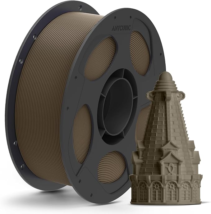 ANYCUBIC Matte PLA Filament 1.75mm, 3D Printing PLA Filament 1.75mm Dimensional Accuracy +/- 0.03mm, 1KG Reusable Spool (2.2 lbs), Brown Chocolate