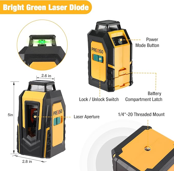 PREXISO 2-in-1 Digital Tape Measure 16Ft & PREXISO 360° Laser Level with Tripod, 100Ft Self Leveling