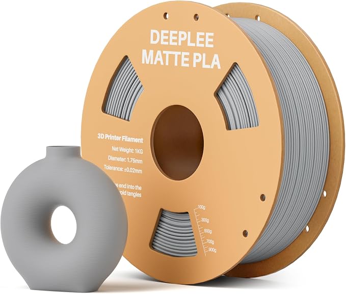 Matte PLA Filament 1.75mm, 3D Printer Filament Dimensional Accuracy +/- 0.02mm, No Clogging, Higher Toughness, Cardboard Spool 3D Filament, 1kg Slate Grey
