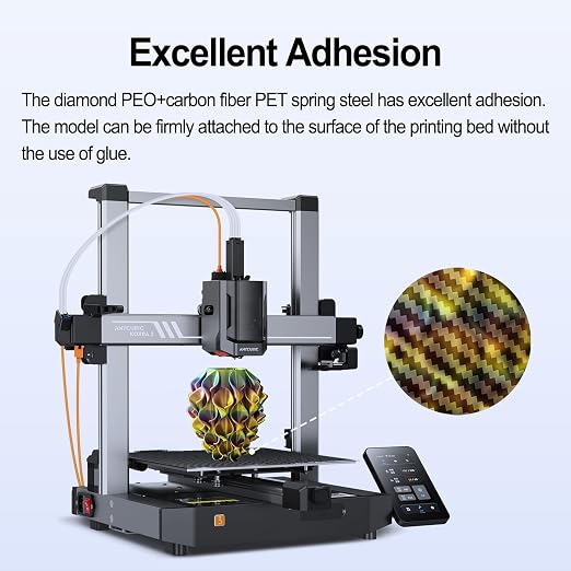 256x268mm PET PEO Double Side Build Plate for Anycubic Kobra 3 V2/Kobra 3/Combo/ACE Pro, Smooth Diamond PEO+Carbon Fiber PET Spring Steel Sheet Plate for Anycubic 3D Printer