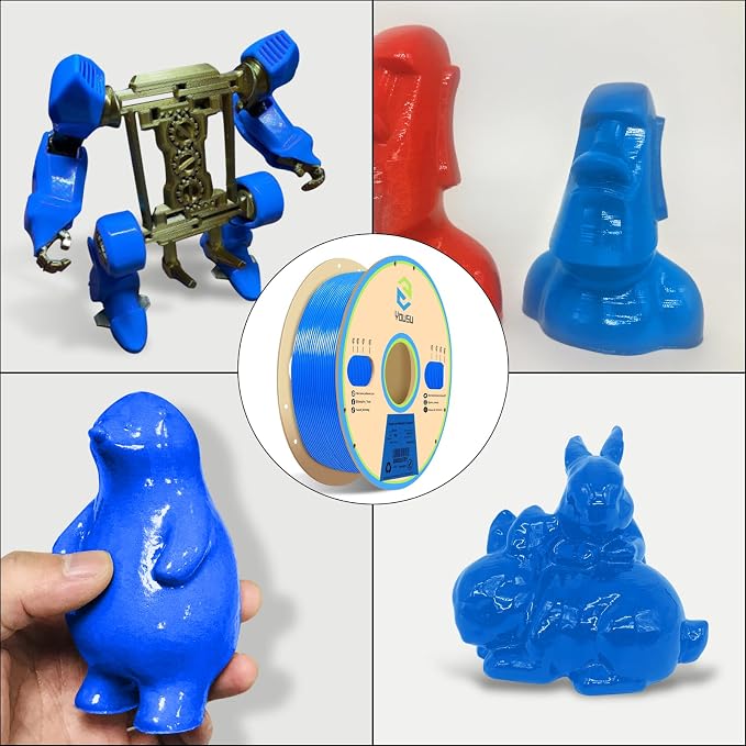 YOUSU Blue PVB Filament 1.75 mm for 3D Printer & 3D Pen 1 kg (2.2 lbs), Print As Easy as PLA Filament, can be Polished with Alcohol to get Smooth Surface.