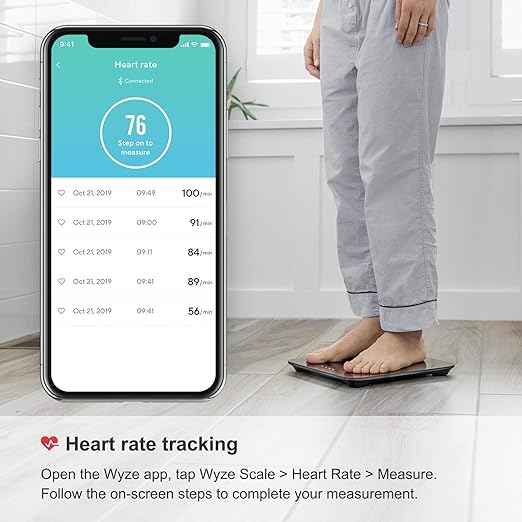 Wyze Smart Scale for Body Weight, Digital Scale for Body Weight BMI Muscle Mass, Heart Rate Monitor, Bluetooth Weight Scale with Baby/Pet/Luggage Mode, 400 lbs, Navy Blue