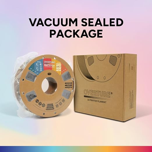 OVERTURE PLA Matte 3D Printer Filament 1.75mm, Matte PLA 1kg Cardboard Spool (2.2lbs), Dimensional Accuracy +/- 0.02 mm (Matte Light Gray) | Frosted Matt Finish Hides Layer Lines, 1kg Spool (2.2lbs) Cardboard Spool, Fit Most FDM Printer (Matte Light Gray)