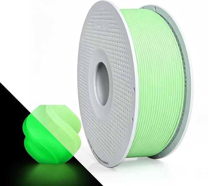 Bamboo PLA Glow Filament 1.75mm with RFID for Bambu and Most FDM 3D Printers, Glow in the Dark 3D Printing Luminous Filament Refill 1KG (2.2lbs), Reusable Spool +/- 0.03mm(Glow Green 15500)