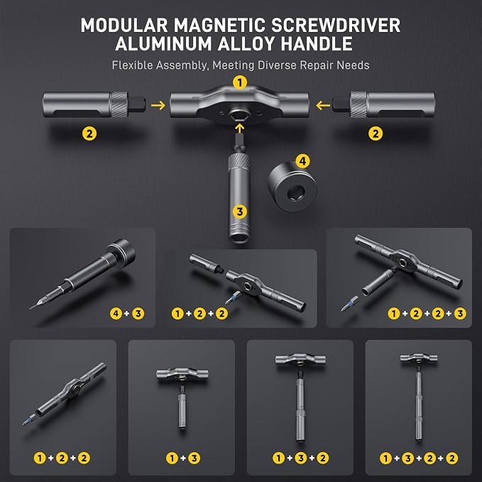 74 in 1 Magnetic Screwdriver Set, Ratchet Screwdriver, Multi Bit Screwdriver Set with Detachable Handle, RepairTool Kit for Furniture, Precision Electronics, Bicycle, DIY, Computer